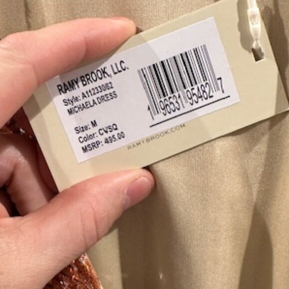 RAMY BROOK MICHAELA MULTI CHEVRON SEQUIN TIE FRONT LONG SLEEVE MINI DRESS SIZE M - Picture 3 of 7